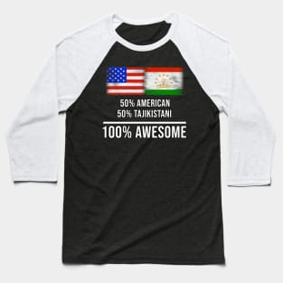 50% American 50% Tajikistani 100% Awesome - Gift for Tajikistani Heritage From Tajikistan Baseball T-Shirt